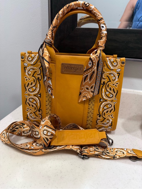 Wrangler Handbags - Wrangler Mustard Paisley-Accent Crossbody Tote